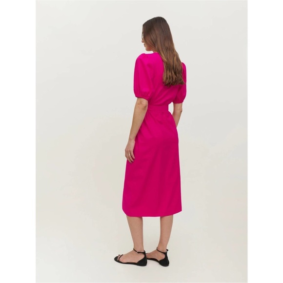 Reformation Rita pink puff sleeve midi dress - Picture 2 of 10